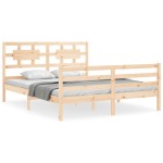 vidaXL Cadru de pat cu tăblie, king size, lemn masiv vidaXL Cadru de pat cu tăblie, king size, lemn masiv