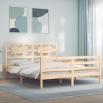 vidaXL Cadru de pat cu tăblie, king size, lemn masiv vidaXL Cadru de pat cu tăblie, king size, lemn masiv