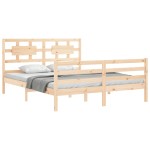 vidaXL Cadru de pat cu tăblie, king size, lemn masiv vidaXL Cadru de pat cu tăblie, king size, lemn masiv