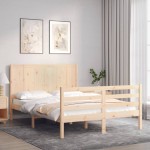 vidaXL Cadru de pat cu tăblie, 140x200 cm, lemn masiv vidaXL Cadru de pat cu tăblie, 140x200 cm, lemn masiv