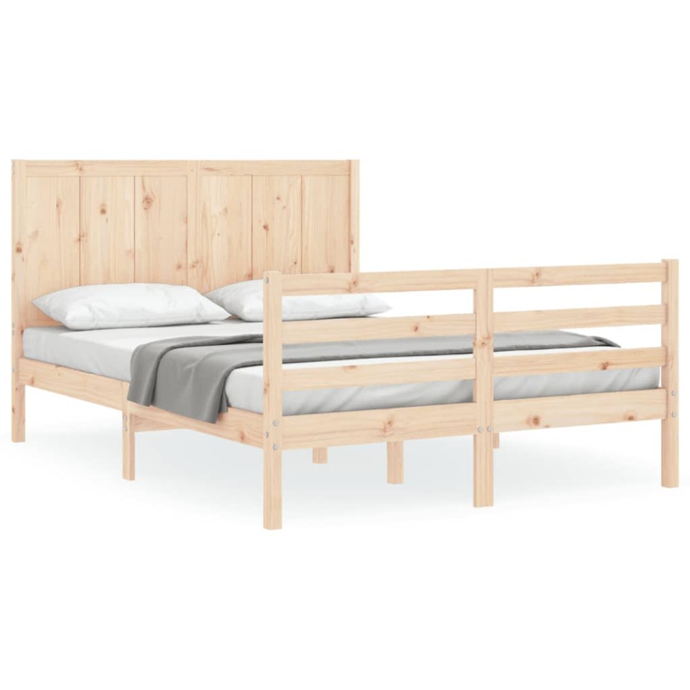 vidaXL Cadru de pat cu tăblie, king size, lemn masiv
