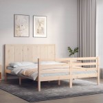 vidaXL Cadru de pat cu tăblie, king size, lemn masiv vidaXL Cadru de pat cu tăblie, king size, lemn masiv