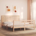 vidaXL Cadru de pat cu tăblie, king size, lemn masiv vidaXL Cadru de pat cu tăblie, king size, lemn masiv