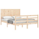 vidaXL Cadru de pat cu tăblie, king size, lemn masiv vidaXL Cadru de pat cu tăblie, king size, lemn masiv