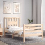 vidaXL Cadru de pat cu tăblie, 90x200 cm, lemn masiv vidaXL Cadru de pat cu tăblie, 90x200 cm, lemn masiv