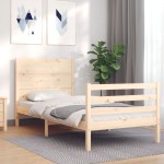 vidaXL Cadru de pat cu tăblie, 90x200 cm, lemn masiv vidaXL Cadru de pat cu tăblie, 90x200 cm, lemn masiv