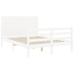 vidaXL Cadru de pat cu tăblie, alb, 140x200 cm, lemn masiv vidaXL Cadru de pat cu tăblie, alb, 140x200 cm, lemn masiv