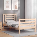 vidaXL Cadru de pat cu tăblie, 90x200 cm, lemn masiv vidaXL Cadru de pat cu tăblie, 90x200 cm, lemn masiv