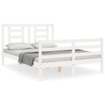 vidaXL Cadru de pat cu tăblie, alb, 120x200 cm, lemn masiv vidaXL Cadru de pat cu tăblie, alb, 120x200 cm, lemn masiv
