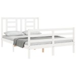 vidaXL Cadru de pat cu tăblie, alb, 120x200 cm, lemn masiv vidaXL Cadru de pat cu tăblie, alb, 120x200 cm, lemn masiv