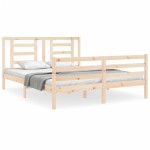 vidaXL Cadru de pat cu tăblie, king size, lemn masiv vidaXL Cadru de pat cu tăblie, king size, lemn masiv