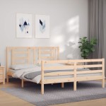 vidaXL Cadru de pat cu tăblie, king size, lemn masiv vidaXL Cadru de pat cu tăblie, king size, lemn masiv