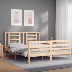 vidaXL Cadru de pat cu tăblie, king size, lemn masiv vidaXL Cadru de pat cu tăblie, king size, lemn masiv