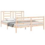 vidaXL Cadru de pat cu tăblie, king size, lemn masiv vidaXL Cadru de pat cu tăblie, king size, lemn masiv