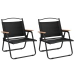 vidaXL Scaune de camping, 2 buc., negru, 54x43x59 cm, țesătură Oxford