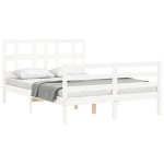 vidaXL Cadru de pat cu tăblie, alb, 120x200 cm, lemn masiv vidaXL Cadru de pat cu tăblie, alb, 120x200 cm, lemn masiv