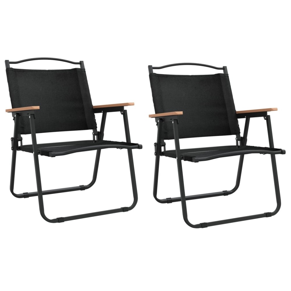 vidaXL Scaune de camping, 2 buc., negru, 54x55x78 cm, țesătură Oxford