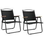 vidaXL Scaune de camping, 2 buc., negru, 54x55x78 cm, țesătură Oxford