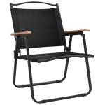 vidaXL Scaune de camping, 2 buc., negru, 54x55x78 cm, țesătură Oxford