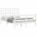 vidaXL Cadru de pat cu tăblie, alb, 120x200 cm, lemn masiv vidaXL Cadru de pat cu tăblie, alb, 120x200 cm, lemn masiv