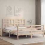 vidaXL Cadru de pat cu tăblie, king size, lemn masiv vidaXL Cadru de pat cu tăblie, king size, lemn masiv