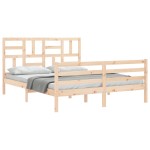 vidaXL Cadru de pat cu tăblie, king size, lemn masiv vidaXL Cadru de pat cu tăblie, king size, lemn masiv
