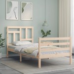 vidaXL Cadru de pat cu tăblie, 90x200 cm, lemn masiv vidaXL Cadru de pat cu tăblie, 90x200 cm, lemn masiv