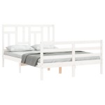 vidaXL Cadru de pat cu tăblie, alb, 120x200 cm, lemn masiv vidaXL Cadru de pat cu tăblie, alb, 120x200 cm, lemn masiv