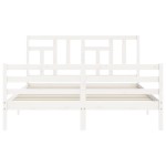 vidaXL Cadru de pat cu tăblie, alb, king size, lemn masiv vidaXL Cadru de pat cu tăblie, alb, king size, lemn masiv