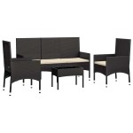 vidaXL Set mobilier relaxare grădină 4 piese cu perne poliratan negru