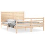 vidaXL Cadru de pat cu tăblie, king size, lemn masiv vidaXL Cadru de pat cu tăblie, king size, lemn masiv