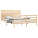 vidaXL Cadru de pat cu tăblie, king size, lemn masiv vidaXL Cadru de pat cu tăblie, king size, lemn masiv
