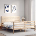 vidaXL Cadru de pat cu tăblie, 160x200 cm, lemn masiv