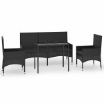 vidaXL Set mobilier relaxare grădină 4 piese cu perne poliratan negru