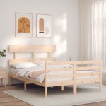 vidaXL Cadru de pat cu tăblie, 140x200 cm, lemn masiv vidaXL Cadru de pat cu tăblie, 140x200 cm, lemn masiv