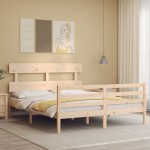 vidaXL Cadru de pat cu tăblie, king size, lemn masiv vidaXL Cadru de pat cu tăblie, king size, lemn masiv