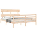 vidaXL Cadru de pat cu tăblie, king size, lemn masiv vidaXL Cadru de pat cu tăblie, king size, lemn masiv