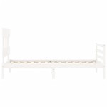 vidaXL Cadru de pat cu tăblie, alb, 100x200 cm, lemn masiv vidaXL Cadru de pat cu tăblie, alb, 100x200 cm, lemn masiv