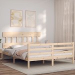 vidaXL Cadru de pat cu tăblie, king size, lemn masiv vidaXL Cadru de pat cu tăblie, king size, lemn masiv