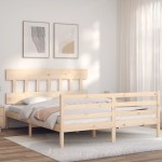 vidaXL Cadru de pat cu tăblie, king size, lemn masiv vidaXL Cadru de pat cu tăblie, king size, lemn masiv