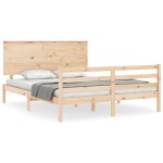 vidaXL Cadru de pat cu tăblie, king size, lemn masiv vidaXL Cadru de pat cu tăblie, king size, lemn masiv
