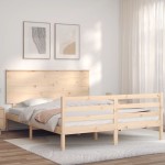 vidaXL Cadru de pat cu tăblie, king size, lemn masiv vidaXL Cadru de pat cu tăblie, king size, lemn masiv