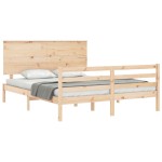 vidaXL Cadru de pat cu tăblie, king size, lemn masiv vidaXL Cadru de pat cu tăblie, king size, lemn masiv