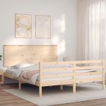 vidaXL Cadru de pat cu tăblie, 160x200 cm, lemn masiv vidaXL Cadru de pat cu tăblie, 160x200 cm, lemn masiv