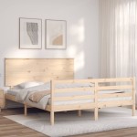 vidaXL Cadru de pat cu tăblie, 160x200 cm, lemn masiv vidaXL Cadru de pat cu tăblie, 160x200 cm, lemn masiv