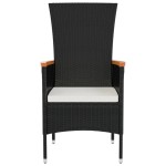 vidaXL Scaune de grădină cu perne, 4 buc., negru, poliratan vidaXL Scaune de grădină cu perne, 4 buc., negru, poliratan