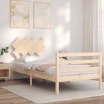 vidaXL Cadru de pat cu tăblie, 90x200 cm, lemn masiv vidaXL Cadru de pat cu tăblie, 90x200 cm, lemn masiv