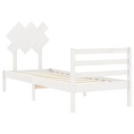 vidaXL Cadru de pat cu tăblie, alb, 90x200 cm, lemn masiv vidaXL Cadru de pat cu tăblie, alb, 90x200 cm, lemn masiv