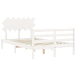 vidaXL Cadru de pat cu tăblie, alb, 120x200 cm, lemn masiv vidaXL Cadru de pat cu tăblie, alb, 120x200 cm, lemn masiv