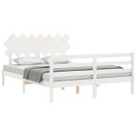 vidaXL Cadru de pat cu tăblie, alb, 140x200 cm, lemn masiv vidaXL Cadru de pat cu tăblie, alb, 140x200 cm, lemn masiv